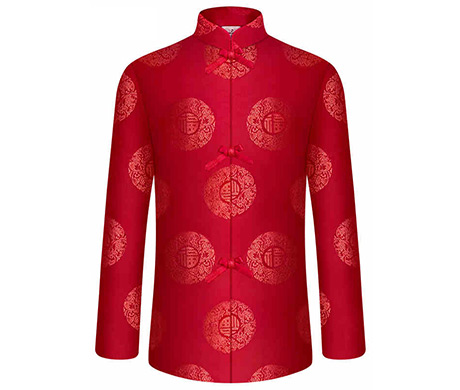 天福系列女士红色福寿团寿衣套装