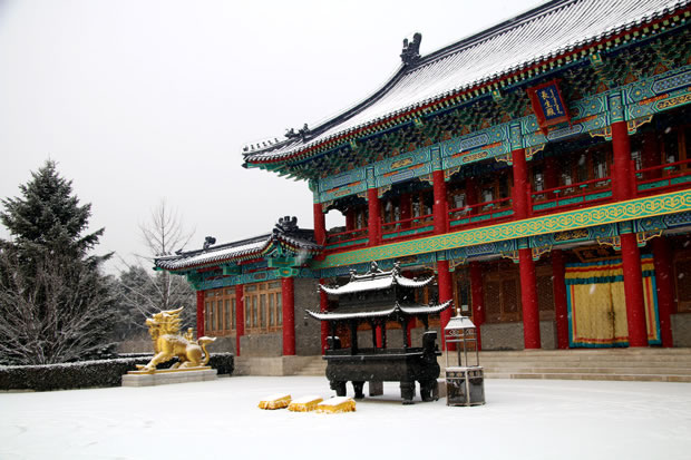 清东陵万佛缘冬日雪景观