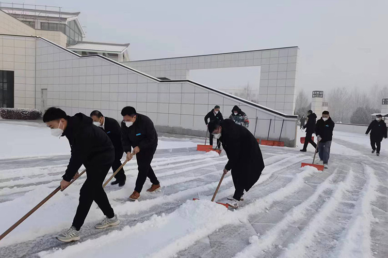 职工们铲雪现场